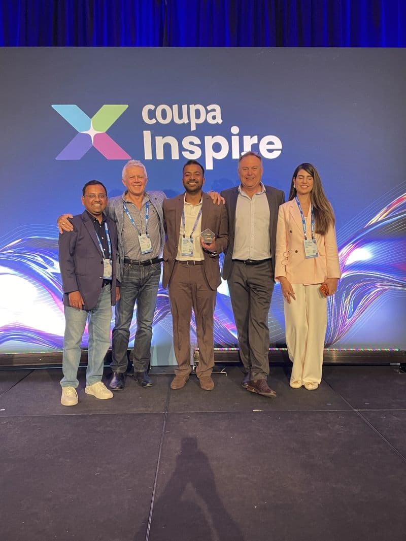 On stage at Coupa Inspire, receiving an award